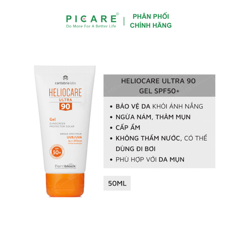 Kem Chống Nắng Dạng Gel Cho Da Thường, Da Nhờ, Da Mụn Và Da Hổn Hợp Heliocare Gel 90 SPF50+ 50ml