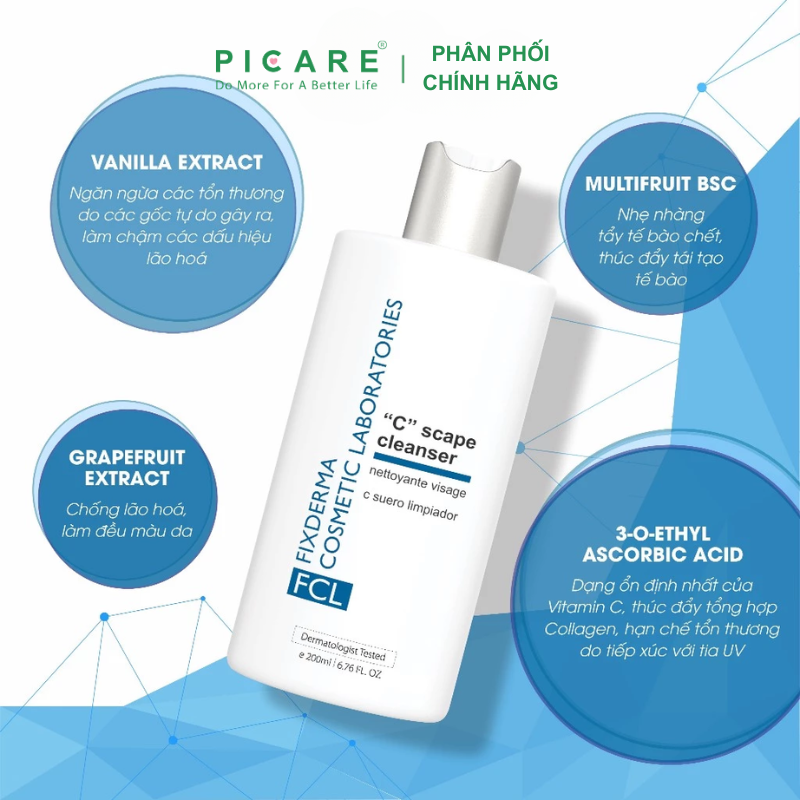 Sữa Rửa Mặt Dưỡng Da, Chống Oxy Hóa FCL C Scape Cleanser 200ml