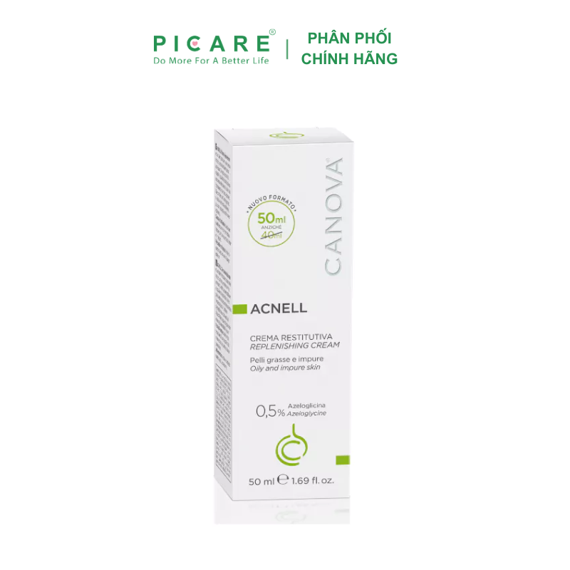 Kem ngừa mụn ban đêm dành cho da mụn, da kích ứng nhạy cảm Canova Acnell - Replenishing Cream 50ml