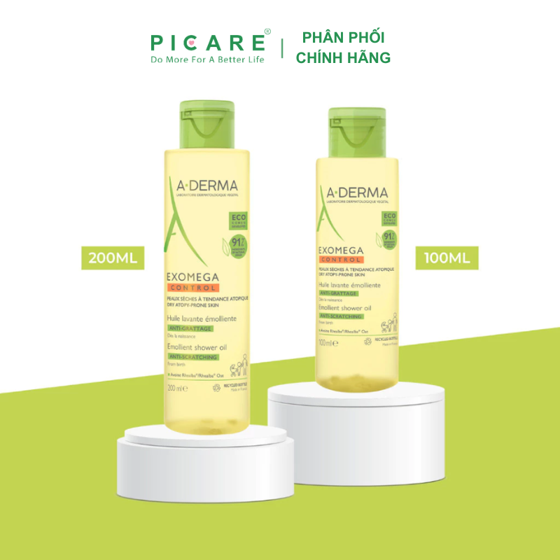 Dầu Tắm Chuyên Biệt Cho Da Cơ Địa, Da Khô A-derma Exomega Control Emollient Shower Oil 200ml