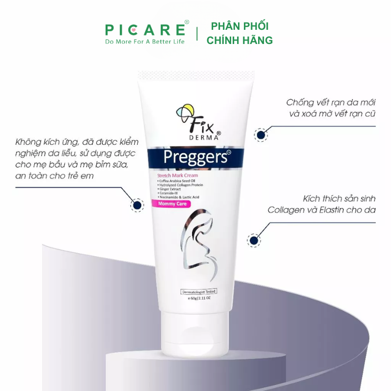 Kem Dưỡng Ẩm, Mềm Da, Mờ Vết Rạn Fixderma Preggers Stretch Mark Cream 60g
