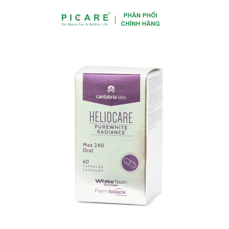 Viên Uống Hỗ Trợ Trắng Da, Chống Lão Hóa Heliocare Purewhite Radiance Max 240 Hộp 60 Viên Nang