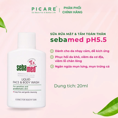 Sữa Rửa Mặt Và Tắm Toàn Thân Cho Da Nhạy Cảm Sebamed Liquid Face & Body Wash 50ml
