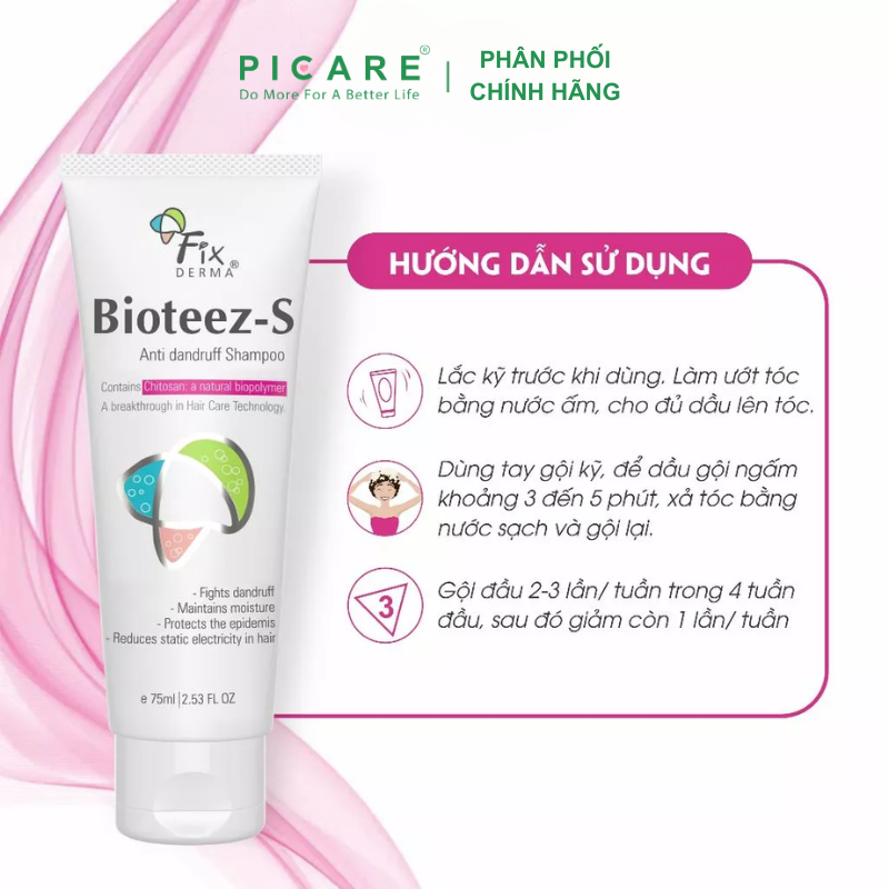 Dầu gội giảm gàu Fixderma Bioteez-s Shampoo 75ml
