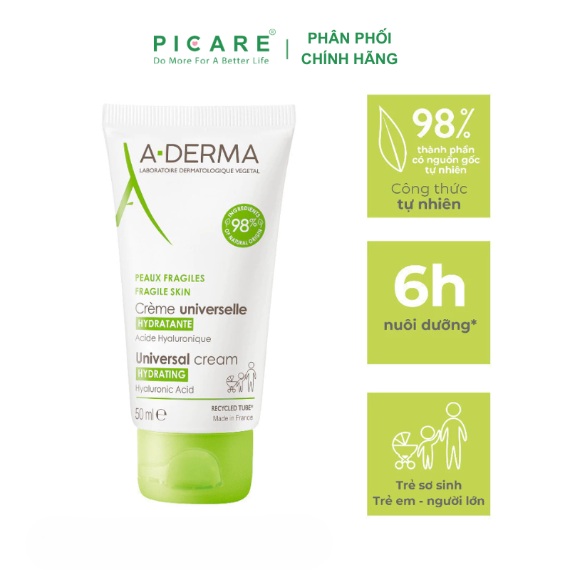 Kem Dưỡng Ẩm Hàng Ngày Cho Da Mỏng A-derma Universal Cream Hydrating 50ml