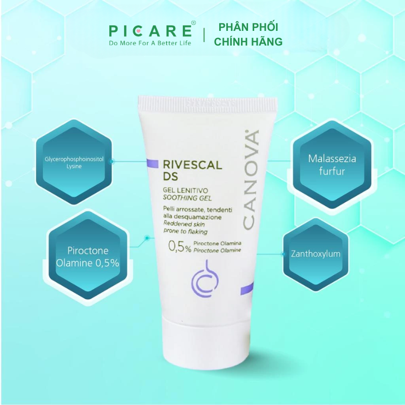 Gel làm dịu da, ngăn ngừa tiết bã nhờn Canova Rivescal DS Soothing Gel 50ml