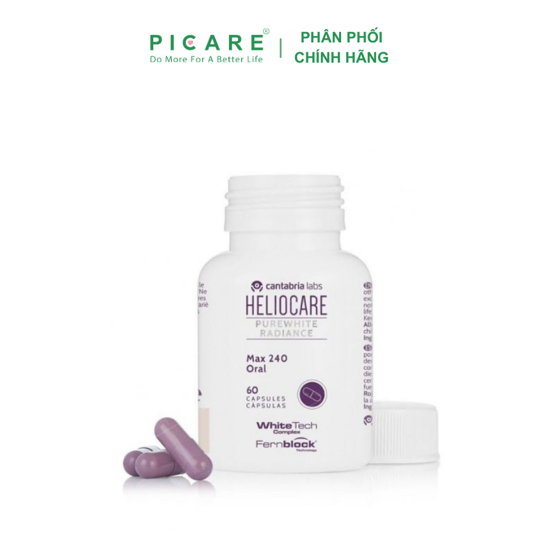 Viên Uống Hỗ Trợ Trắng Da, Chống Lão Hóa Heliocare Purewhite Radiance Max 240 Hộp 60 Viên Nang