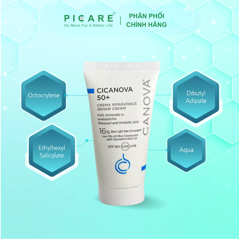 Kem dưỡng ban ngày phục hồi da sau tổn thương Canova Cicanova Repair Cream 50+ 50ml