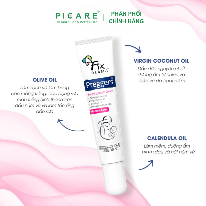 Kem Dưỡng Ẩm, Làm Mềm Da Và Núm Vú Fixderma Preggers Soothing Nipple Cream 20g