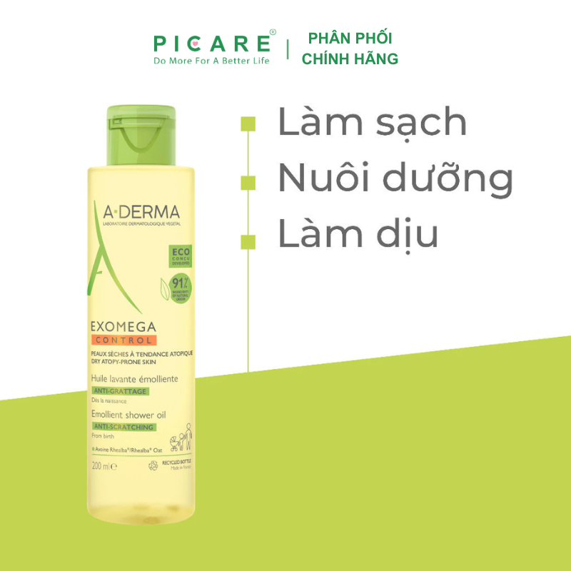 Dầu Tắm Chuyên Biệt Cho Da Cơ Địa, Da Khô A-derma Exomega Control Emollient Shower Oil 100ml