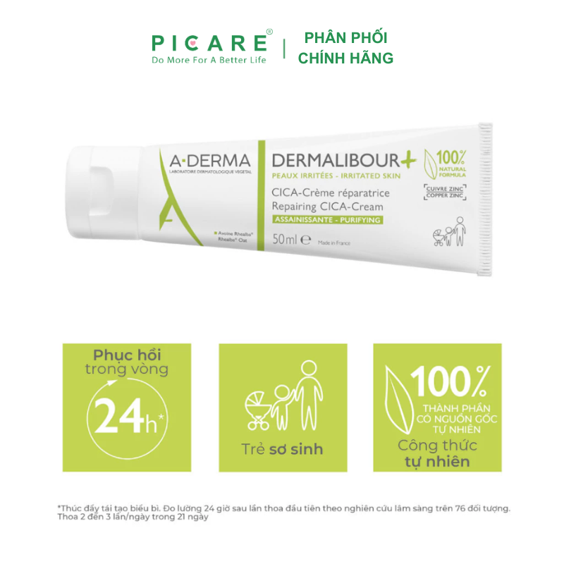 Kem Phục Hồi, Làm Dịu Và Kháng Khuẩn A-Derma Dermalibour + Repairing Cream 50ml