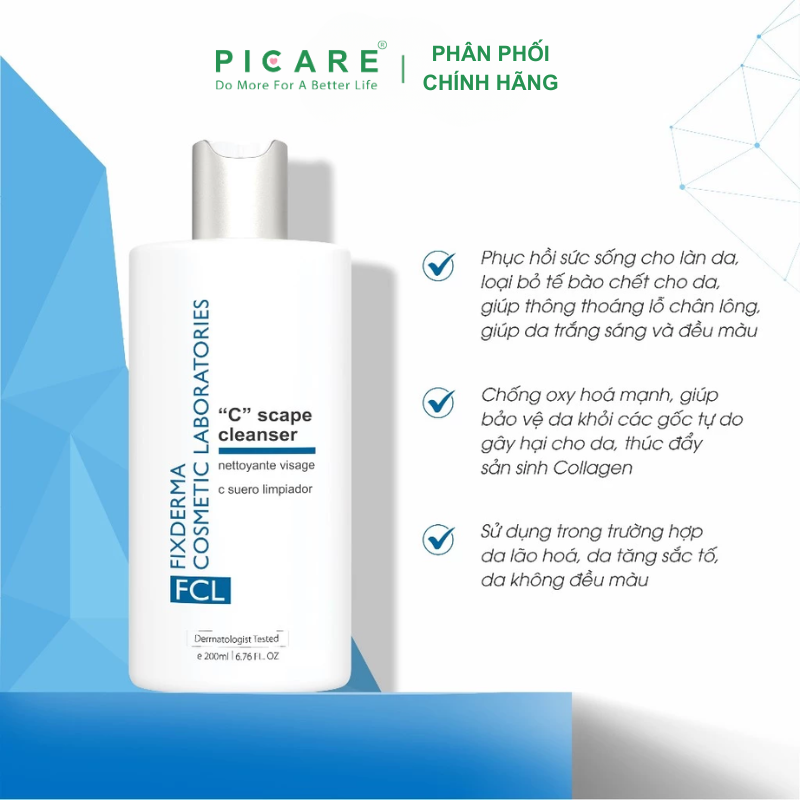 Sữa Rửa Mặt Dưỡng Da, Chống Oxy Hóa FCL C Scape Cleanser 200ml