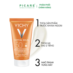 Kem Chống Nắng Bảo Vệ Da Không Nhờn Rít Vichy Ideal Soleil Mattifying Face Fluid Dry Touch SPF50 UVA + UVB 50ml