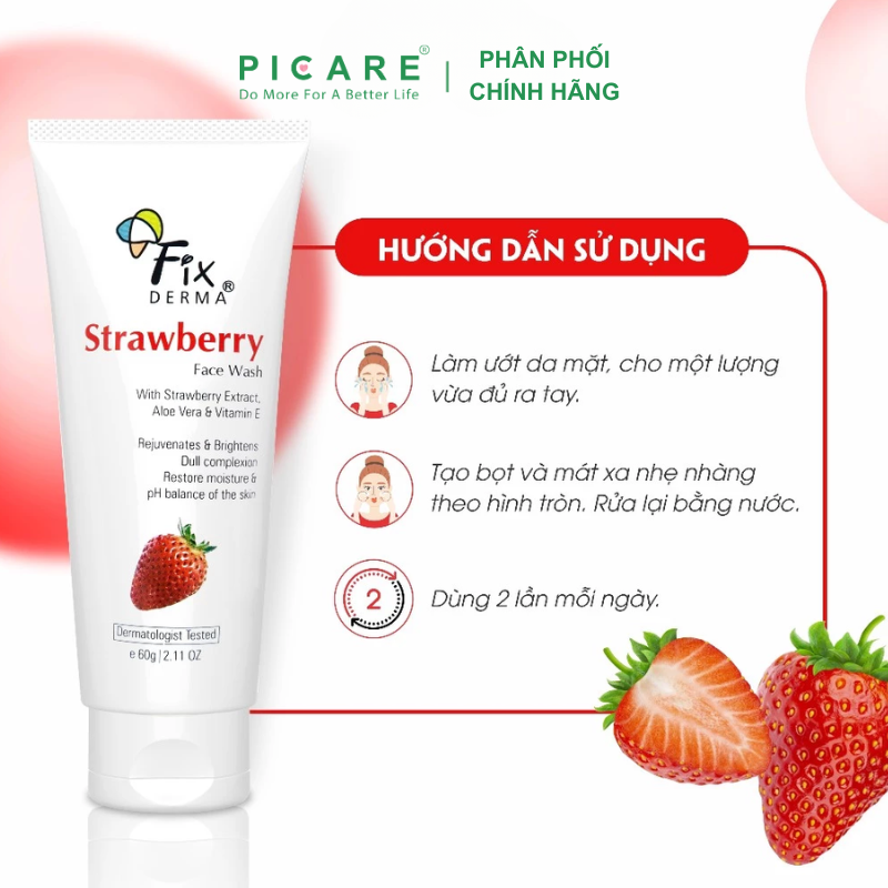 Sữa rửa mặt chiết xuất dâu tây Fixderma Strawberry Face Wash 60g