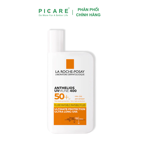 Kem Chống Nắng Mỏng Nhẹ Lâu Trôi Giúp Bảo Vệ Da Tối Ưu Khỏi Tia UVA Dài La Roche-Posay Anthelios Uvmune 400 Invisible Fluid SPF50+ 50ml