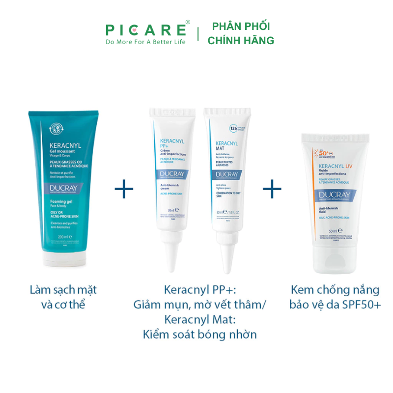Kem dưỡng Ducray cân bằng dầu giảm viêm mụn Ducray Keracnyl PP Anti-Blemish Soothing Cream 30ml