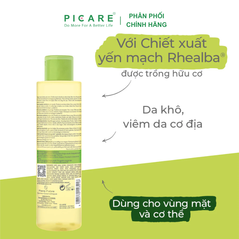 Dầu Tắm Chuyên Biệt Cho Da Cơ Địa, Da Khô A-derma Exomega Control Emollient Shower Oil 200ml