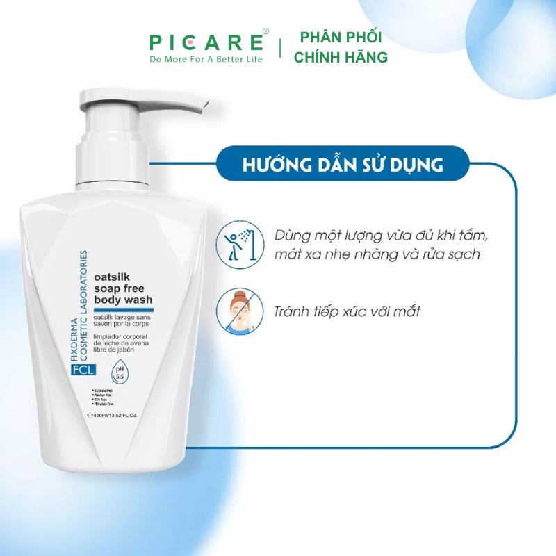Sữa Tắm Dưỡng Ẩm Giảm Ngứa, Khô Da, Sáng Da FCL Oatsilk Soap Free Body Wash 200ml