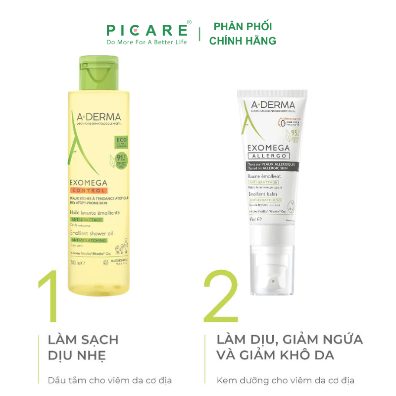 Dầu Tắm Chuyên Biệt Cho Da Cơ Địa, Da Khô A-derma Exomega Control Emollient Shower Oil 200ml