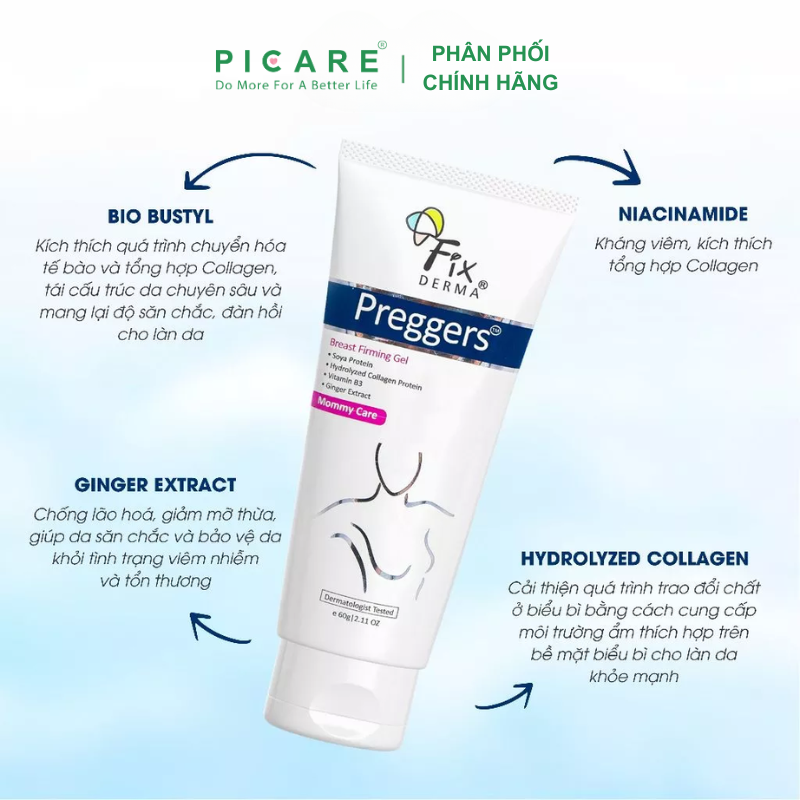 Gel Dưỡng Ẩm Giúp Ngực Săn Chắc Sau Sinh Fixderma Preggers Breast Firming Gel 60g