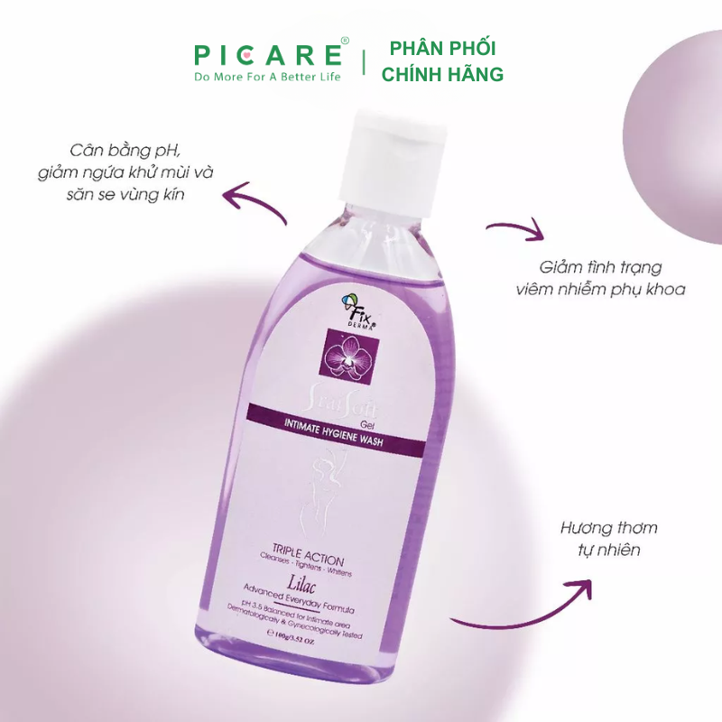Dung dịch vệ sinh vùng kín hương hoa tử đinh hương Fixderma Srai Soft Gel  Lilac 100g