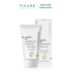 Kem ngừa mụn ban ngày dành cho da mụn, da kích ứng nhạy cảm Canova Acnell 50+  REPLENISHING CREAM 50ml