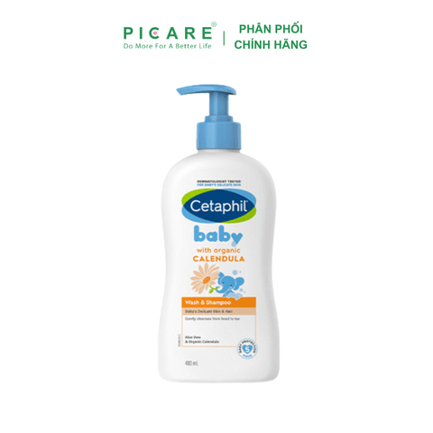 Sữa tắm gội dịu nhẹ cho bé Cetaphil Baby Wash & Shampoo with Organic Calendula 400ml