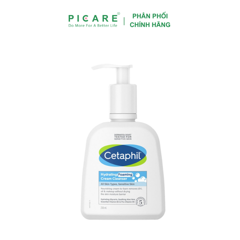 Sữa Rửa Mặt Tạo Bọt Dịu Lành Cho Da Nhạy Cảm Cetaphil Hydrating Foaming Cream Cleanser 236ml