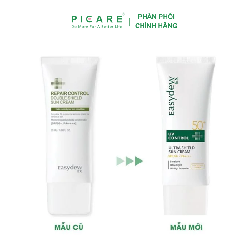 Kem Chống Nắng Mỏng Nhẹ, Thấm Nhanh Hỗ Trợ Phục Hồi Da Tổn Thương Easydew EX UV Control Ultra Shield Sun Cream SPF50+ 50ml