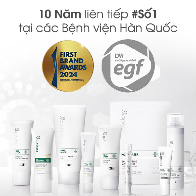 Kem Làm Dịu, Cấp Ẩm Hỗ Trợ Phục Hồi Da Tổn Thương, Kích Ứng Sau Laser, Peel, Lăn Kim Easydew RX Post Laser Waterful Soothing Cream 50ml - 10ml