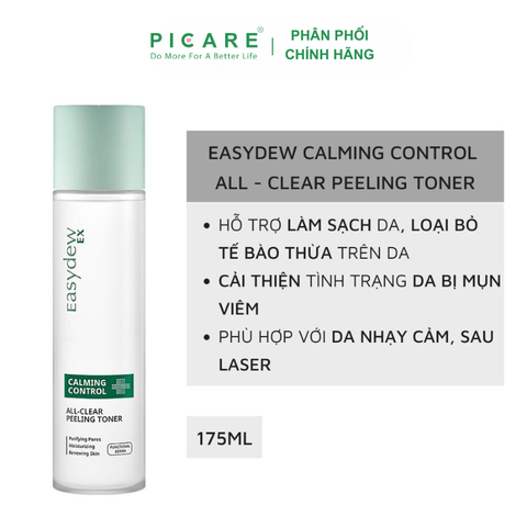 Nước Cân Bằng Hỗ Trợ Phục Hồi Da Mụn, Kiểm Soát Nhờn, Làm Sạch Lỗ Chân LôngEasydew Ex Calming Control All - Clear Peeling Toner 175ml