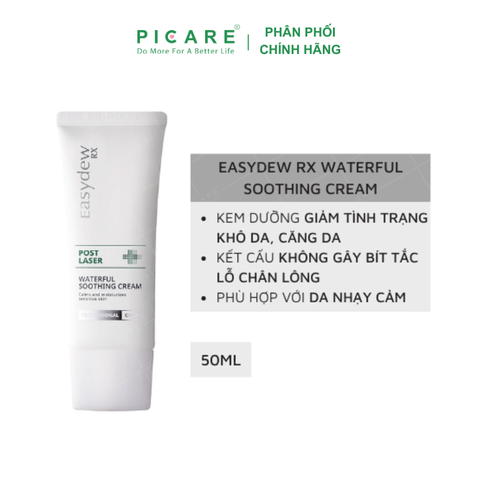 Kem Làm Dịu, Cấp Ẩm Hỗ Trợ Phục Hồi Da Tổn Thương, Kích Ứng Sau Laser, Peel, Lăn Kim Easydew RX Post Laser Waterful Soothing Cream 50ml - 10ml