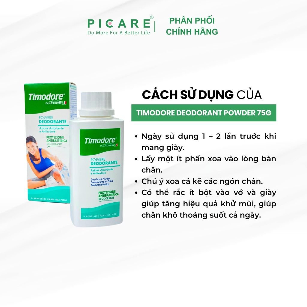 Phấn khử mùi chuyên dụng cho chân và giày - Timodore Deodorant Powder  75g