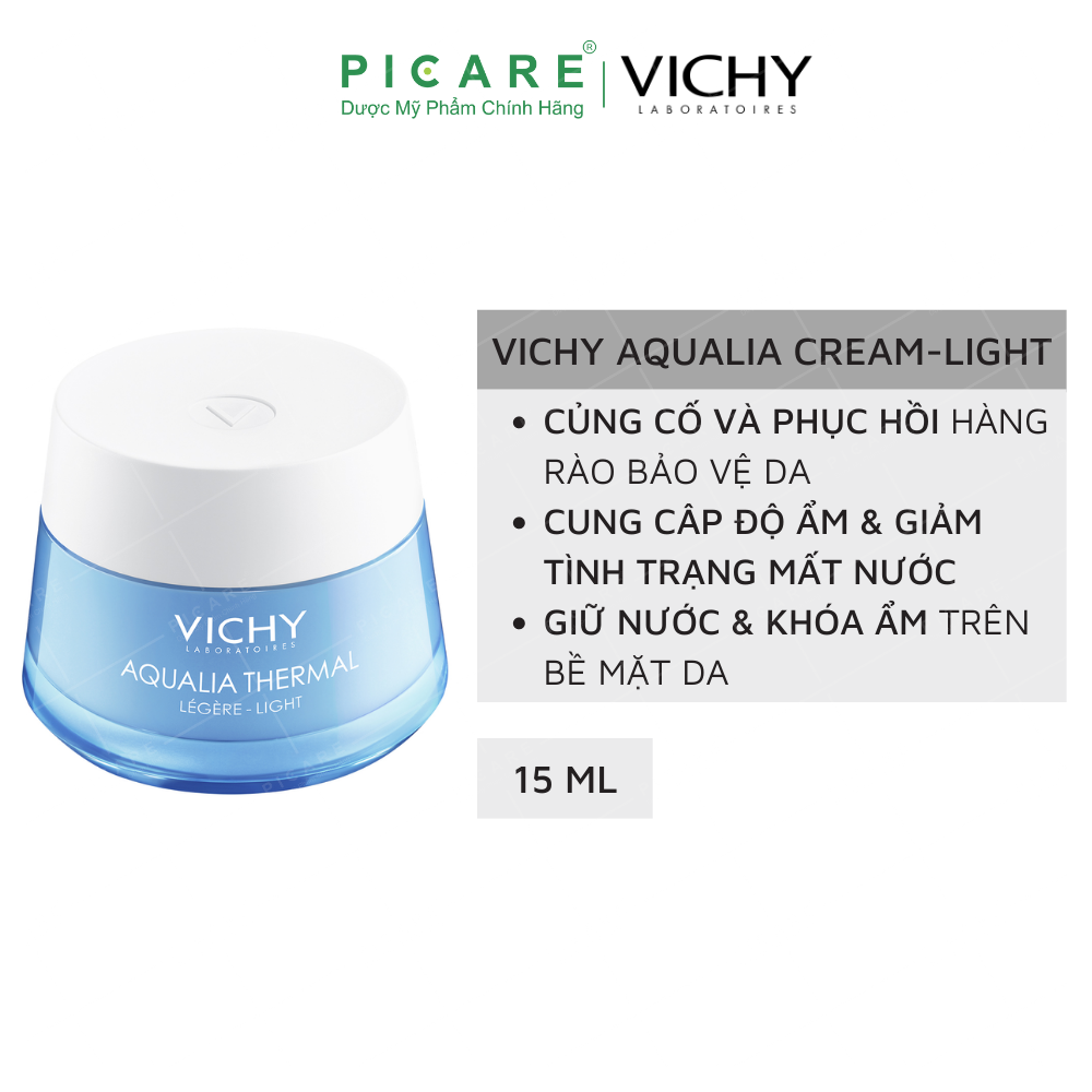 Kem Dưỡng Vichy Dưỡng Ẩm Và Cung Cấp Nước Cho Da Giúp Căng Mịn, Ẩm Ướt Aqualia Thermal Rehydrating Cream-Light 50ml