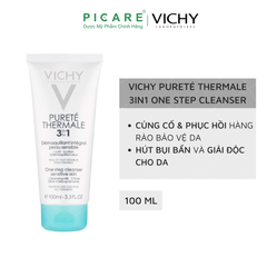 Sữa Rửa Mặt Tẩy Trang 3 Tác Dụng Dành Cho Da Thường, Da Hổn Hợp Và Da Nhạy Cảm Vichy Purete Thermal 3 in 1 One Step Cleanser Sensitive Skin And Eyes 100ml