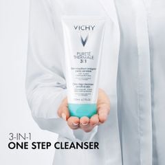 Sữa Rửa Mặt Tẩy Trang 3 Tác Dụng Dành Cho Da Thường, Da Hổn Hợp Và Da Nhạy Cảm Vichy Purete Thermal 3 in 1 One Step Cleanser Sensitive Skin And Eyes 200ml