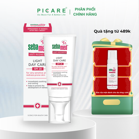 Kem làm dịu, cải thiện và ngăn ngừa  kích ứng cho da nhạy cảm, dễ mẩn đỏ ban ngày SPF 20 - Sebamed Anti-Redness Light Day Care SPF 20 - 50ml