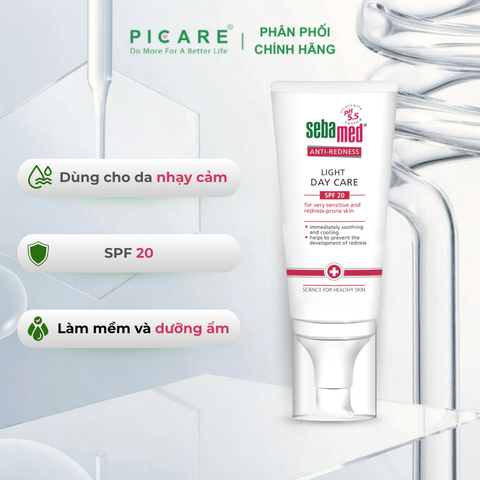Kem làm dịu, cải thiện và ngăn ngừa  kích ứng cho da nhạy cảm, dễ mẩn đỏ ban ngày SPF 20 - Sebamed Anti-Redness Light Day Care SPF 20 - 50ml