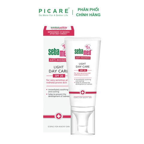 Kem làm dịu, cải thiện và ngăn ngừa  kích ứng cho da nhạy cảm, dễ mẩn đỏ ban ngày SPF 20 - Sebamed Anti-Redness Light Day Care SPF 20 - 50ml