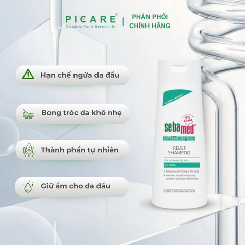Dầu gội dưỡng ẩm dành cho da chàm, vảy nến, da khô Urea 5% - Sebamed Extreme Dry Skin Relief Shampoo 5% Urea - 200ml