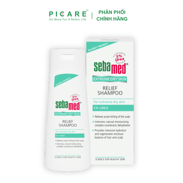 Dầu gội dưỡng ẩm dành cho da chàm, vảy nến, da khô Urea 5% - Sebamed Extreme Dry Skin Relief Shampoo 5% Urea - 200ml