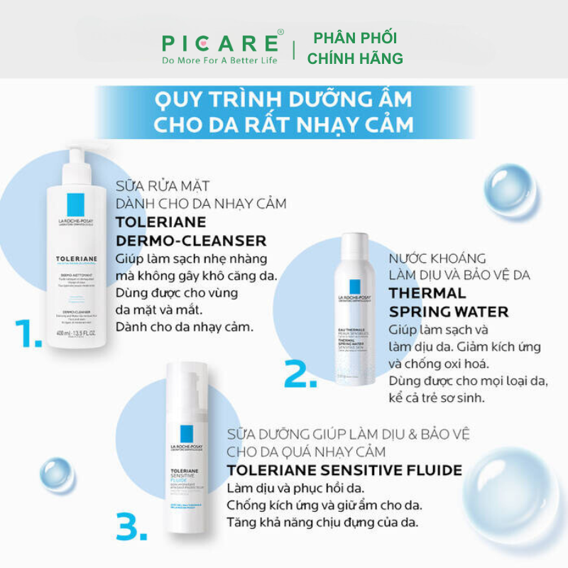 Sữa dưỡng ẩm làm dịu và bảo vệ da hỗn hợp đến da dầu La Roche Posay Toleriane Sensitive Fluide 40ml
