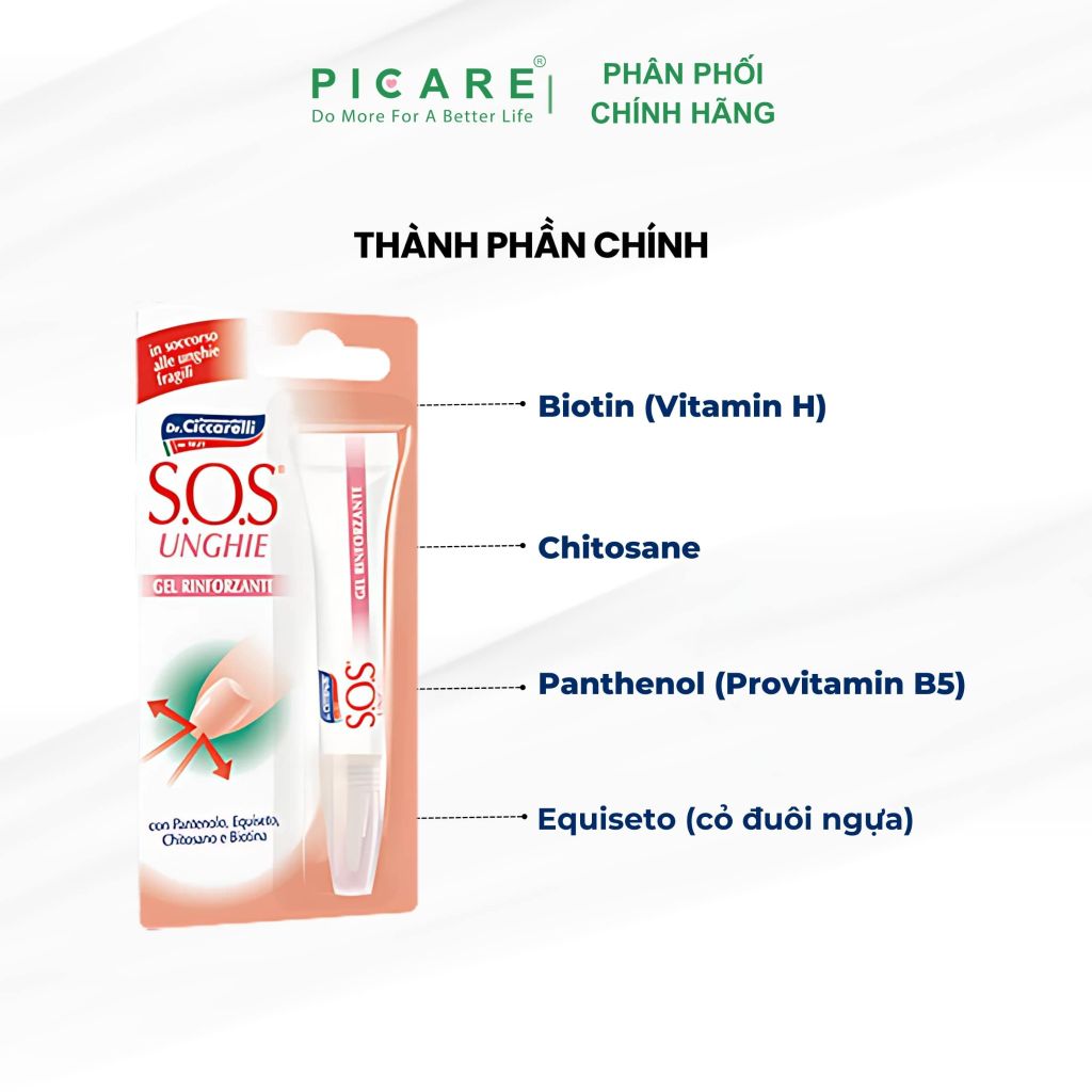 Serum chăm sóc, cải thiện móng tay yếu giòn, dễ gãy và hư tổn, hạn chế nấm móng hiệu quả- S.O.S UNGHIE Nail Strengthener 10 ml