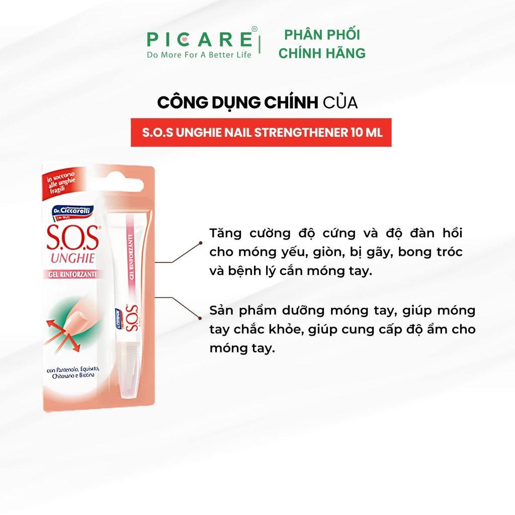 Serum chăm sóc, cải thiện móng tay yếu giòn, dễ gãy và hư tổn, hạn chế nấm móng hiệu quả- S.O.S UNGHIE Nail Strengthener 10 ml