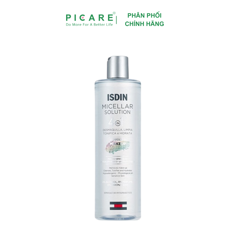 Nước tẩy trang dành cho mọi loại da giúp loại bỏ bụi bẩn makeup Isdin Micellar Solution 400ml