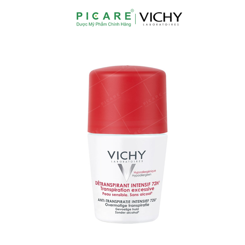 Lăn Khử Mùi Giúp Khô Thoáng Vùng Da Dưới Cánh Tay 72h Vichy Detranspirant Intensif 72h Transpiration Excessive 50ml