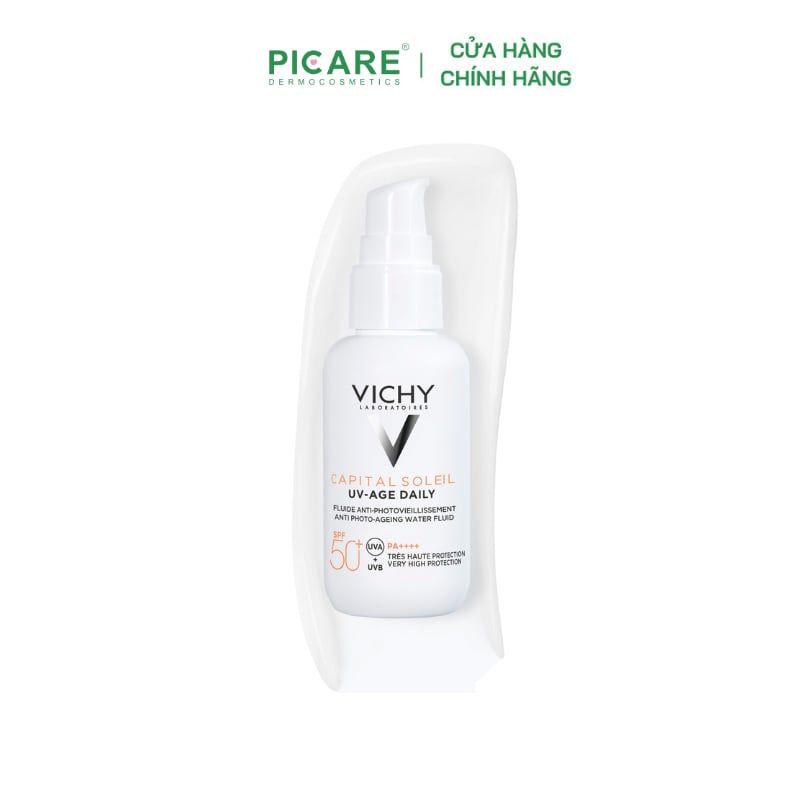 Kem chống nắng bảo vệ da ngăn ngừa thâm nám Vichy Capital Soleil UV Age Daily Anti Photo-Ageing Water Fluide SPF50 40ml