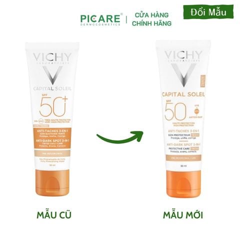 Kem chống nắng ngăn sạm da & giảm thâm nám nâng tone Vichy Ideal Soleil Anti Dark Spot SPF50+ 50ml ( Có màu )