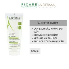 Gel rửa mặt tắm gội dịu nhẹ dành cho da bé da nhạy cảm A-Derma Hydra Shower Gel Protective 200ml