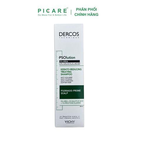 Dầu gội làm sạch tóc và da đầu dành cho da đầu gàu ngứa Vichy Dercos PSOlution Kerato-Reducing Treating Shampoo 200ml